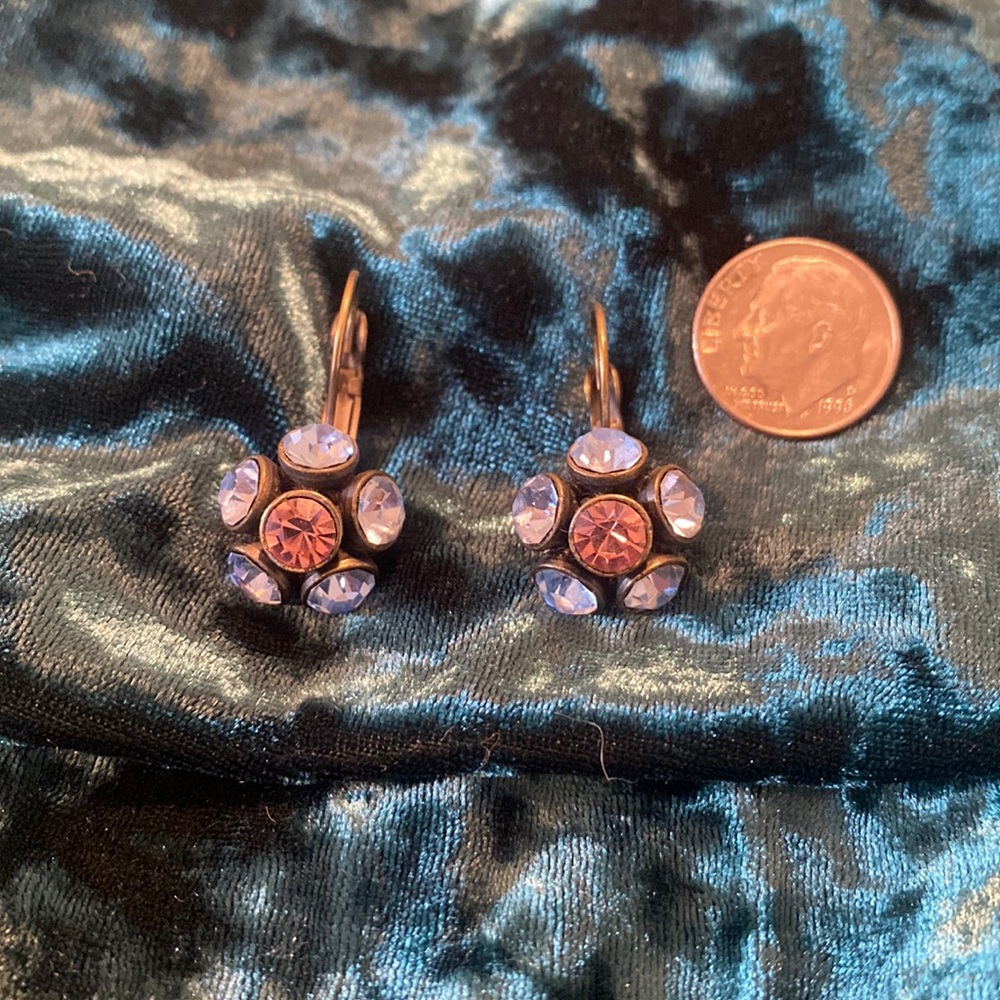 Pink and blue flower earrings